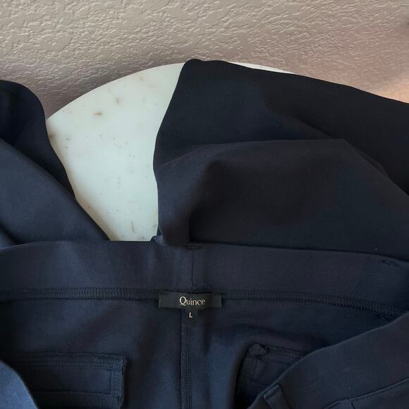 Quince Structured Legging Dress Pant Navy Blue Large Petite Rayon Stretch - Picture 6 of 7